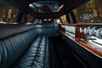 interior of black limo for rent in baton rouge louisiana