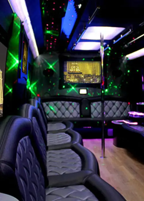 inside of party bus for rent in louisiana
